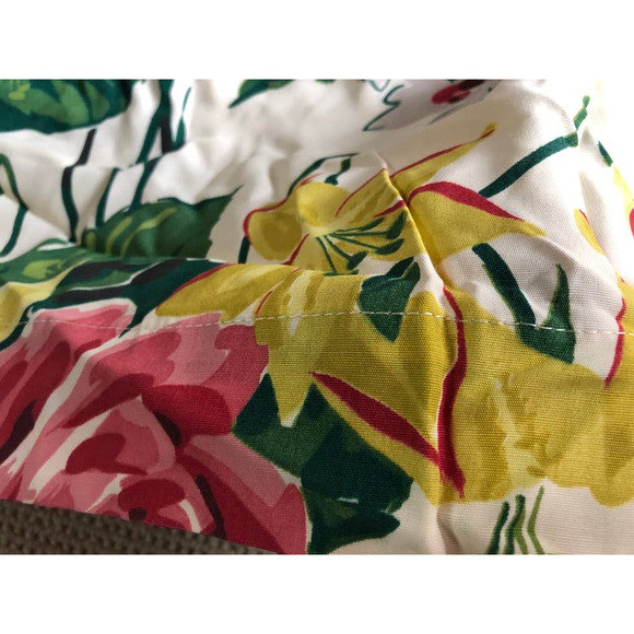 50's Cream with large floral print fabric lined with cream silk-curtain remnants - Picture 3 of 5